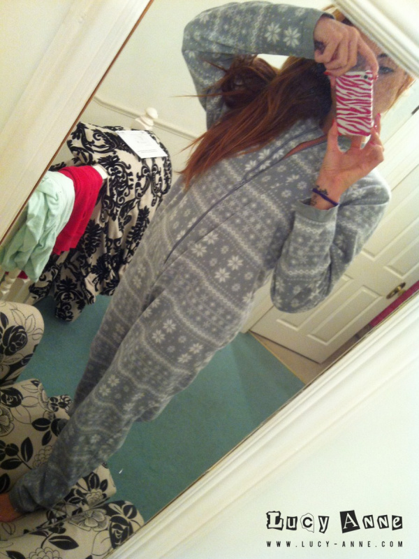 In my onesie at home