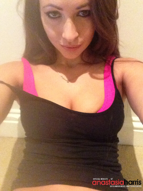 Pink sport bra and black panties